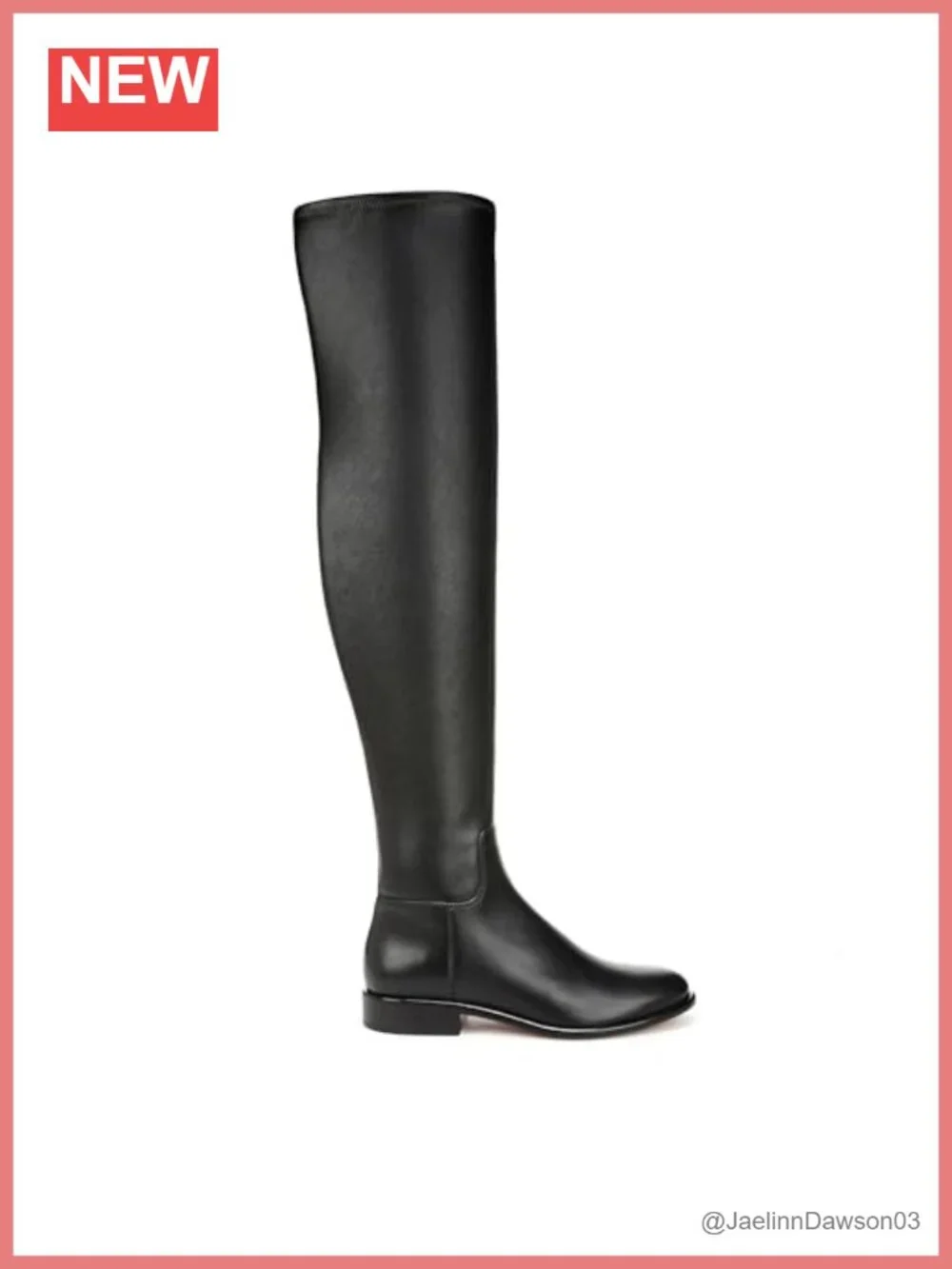 Over the Knee Leather Boots Round Toe Stacked Heel Pull On